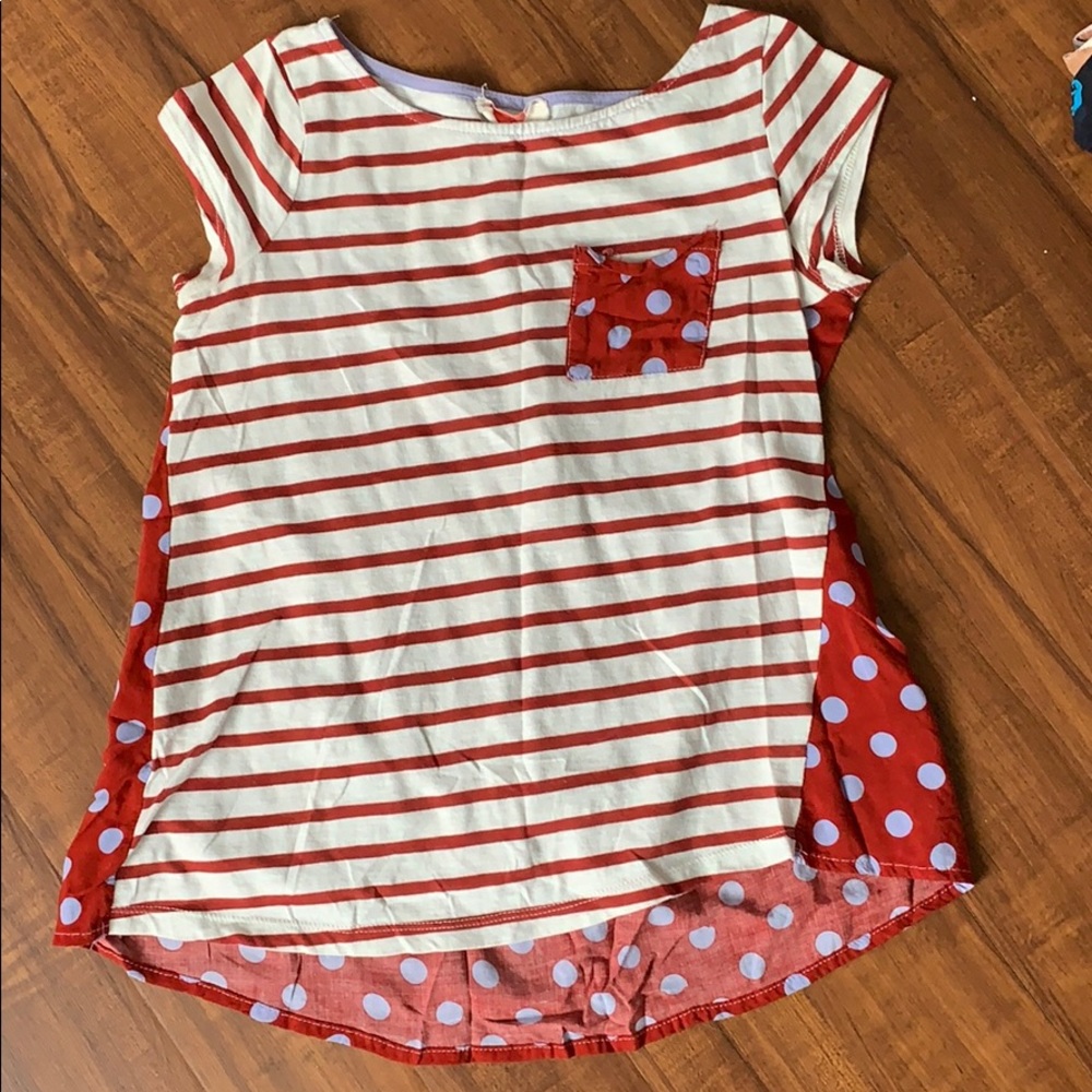 top with light blue polka dot pocket and back